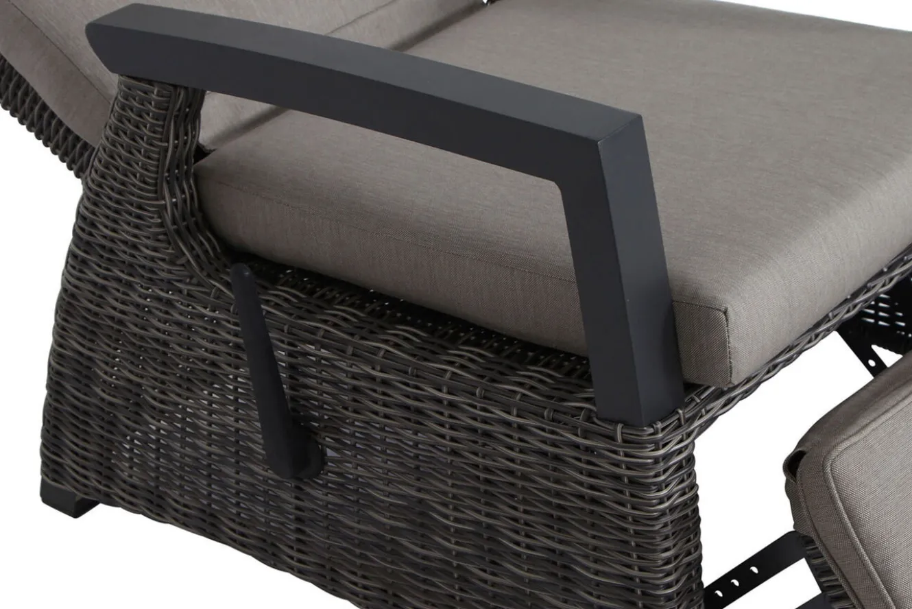 SIENA GARDEN Corido/Bellani Grau Gartenlounge, charcoal/anthrazit/grau, Alu/Gardino®-Geflecht, Lifttisch 160x90cm, 1x 3-Sitzer, 2x Relaxessel