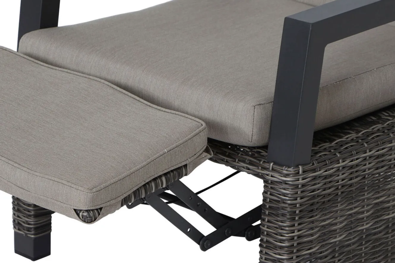 SIENA GARDEN Corido/Bellani Grau Gartenlounge, charcoal/anthrazit/grau, Alu/Gardino®-Geflecht, Lifttisch 160x90cm, 1x 3-Sitzer, 2x Relaxessel