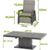 SIENA GARDEN Corido/Bellani Grau Gartenlounge, charcoal/anthrazit/grau, Alu/Gardino®-Geflecht, Lifttisch 140x85 cm, 4 Relaxsessel