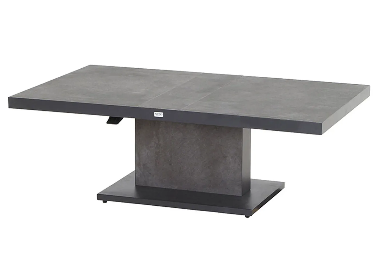 SIENA GARDEN Corido/Bellani Grau Gartenlounge, charcoal/anthrazit/grau, Alu/Gardino®-Geflecht, Lifttisch 140x85 cm, 4 Relaxsessel