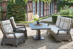 SIENA GARDEN Corido/Bellani Grau Gartenlounge, charcoal/anthrazit/grau, Alu/Gardino®-Geflecht, Lifttisch 160x90cm, 1x 3-Sitzer, 2x Loungesessel