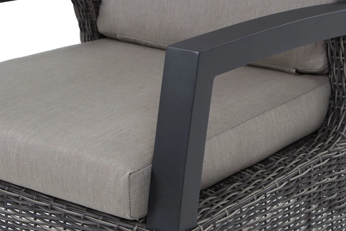 SIENA GARDEN Corido/Bellani Grau Gartenlounge, charcoal/anthrazit/grau, Alu/Gardino®-Geflecht, Lifttisch 160x90cm, 1x 3-Sitzer, 2x Loungesessel