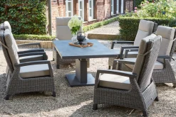 SIENA GARDEN Corido/Bellani Grau Gartenlounge, charcoal/anthrazit/grau, Alu/Gardino®-Geflecht, Lifttisch 160x90 cm, 6 Loungesessel