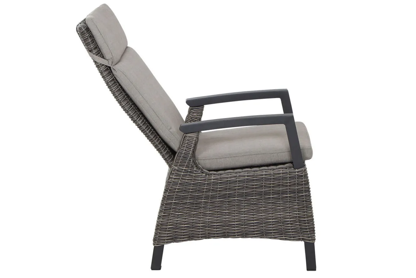 SIENA GARDEN Corido/Bellani Pinie Gartenlounge, charcoal/anthrazit/pinie-grau, Alu/Keramik/Gardino®-Geflecht, Lifttisch 140x85 cm, 4 Dining Move Sessel