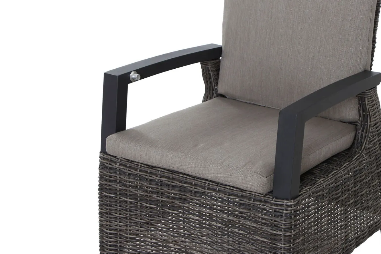 SIENA GARDEN Corido/Bellani Pinie Gartenlounge, charcoal/anthrazit/pinie-grau, Alu/Keramik/Gardino®-Geflecht, Lifttisch 140x85 cm, 4 Dining Move Sessel
