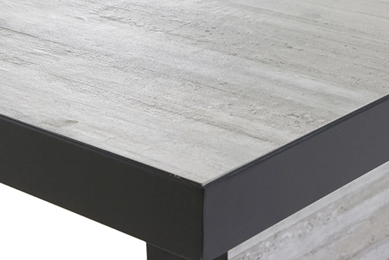SIENA GARDEN Corido/Bellani Pinie Gartenlounge, charcoal/anthrazit/pinie-grau, Alu/Keramik/Gardino®-Geflecht, Lifttisch 140x85 cm, 4 Dining Move Sessel