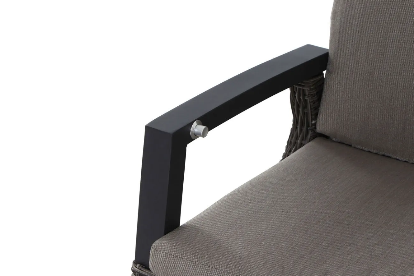 SIENA GARDEN Corido/Bellani Pinie Gartenlounge, charcoal/anthrazit/pinie-grau, Alu/Keramik/Gardino®-Geflecht, Lifttisch 140x85 cm, 4 Dining Move Sessel
