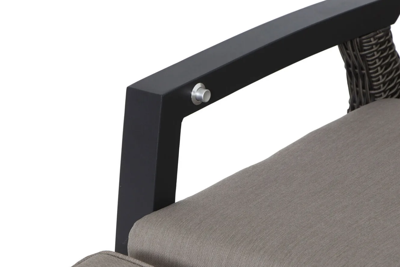 SIENA GARDEN Corido/Bellani Pinie Gartenlounge, charcoal/anthrazit/pinie-grau, Alu/Keramik/Gardino®-Geflecht, Lifttisch 140x85 cm, 4 Relaxsessel