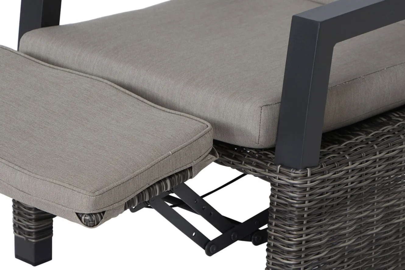 SIENA GARDEN Corido/Bellani Pinie Gartenlounge, charcoal/anthrazit/pinie-grau, Alu/Keramik/Gardino®-Geflecht, Lifttisch 140x85 cm, 4 Relaxsessel