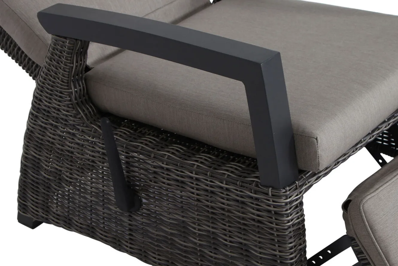 SIENA GARDEN Corido/Bellani Pinie Gartenlounge, charcoal/anthrazit/pinie-grau, Alu/Keramik/Gardino®-Geflecht, Lifttisch 140x85 cm, 4 Relaxsessel