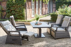 SIENA GARDEN Corido/Bellani Pinie Gartenlounge, charcoal/anthrazit/pinie-grau, Alu/Keramik/Gardino®-Geflecht, Lifttisch 140x85 cm, 4 Relaxsessel