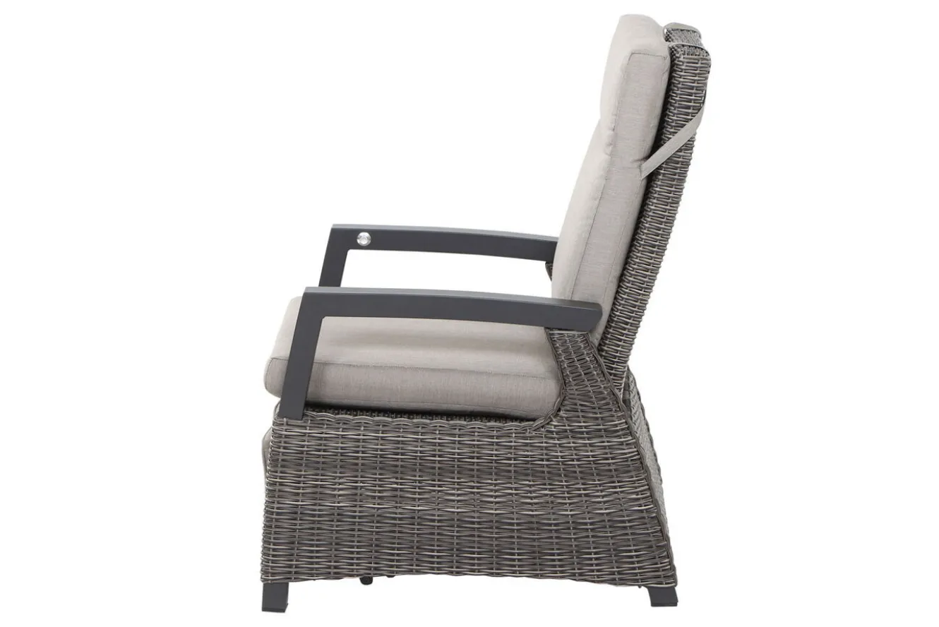 SIENA GARDEN Corido/Bellani Pinie Gartenlounge, charcoal/anthrazit/pinie-grau, Alu/Keramik/Gardino®-Geflecht, Lifttisch 140x85 cm, 4 Relaxsessel