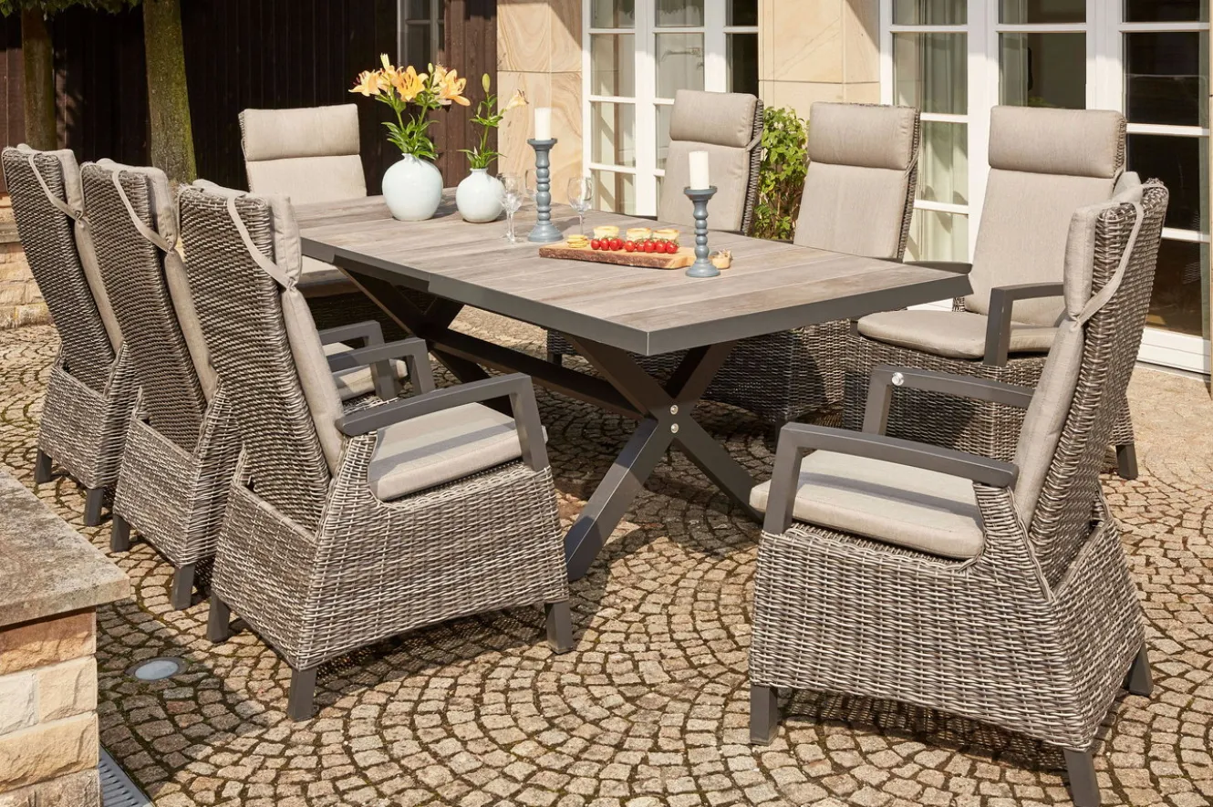 SIENA GARDEN Corido Dining Sessel, charcoal, Alu / Gardino®-Geflecht, 76 x 62 x 109 cm, verstellbar