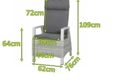 SIENA GARDEN Corido Dining Sessel, ice grey, Alu / Gardino®-Geflecht, 76x62x109 cm, verstellbar
