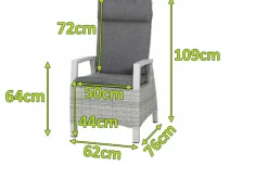 SIENA GARDEN Corido Dining Sessel, ice grey, Alu / Gardino®-Geflecht, 76x62x109 cm, verstellbar