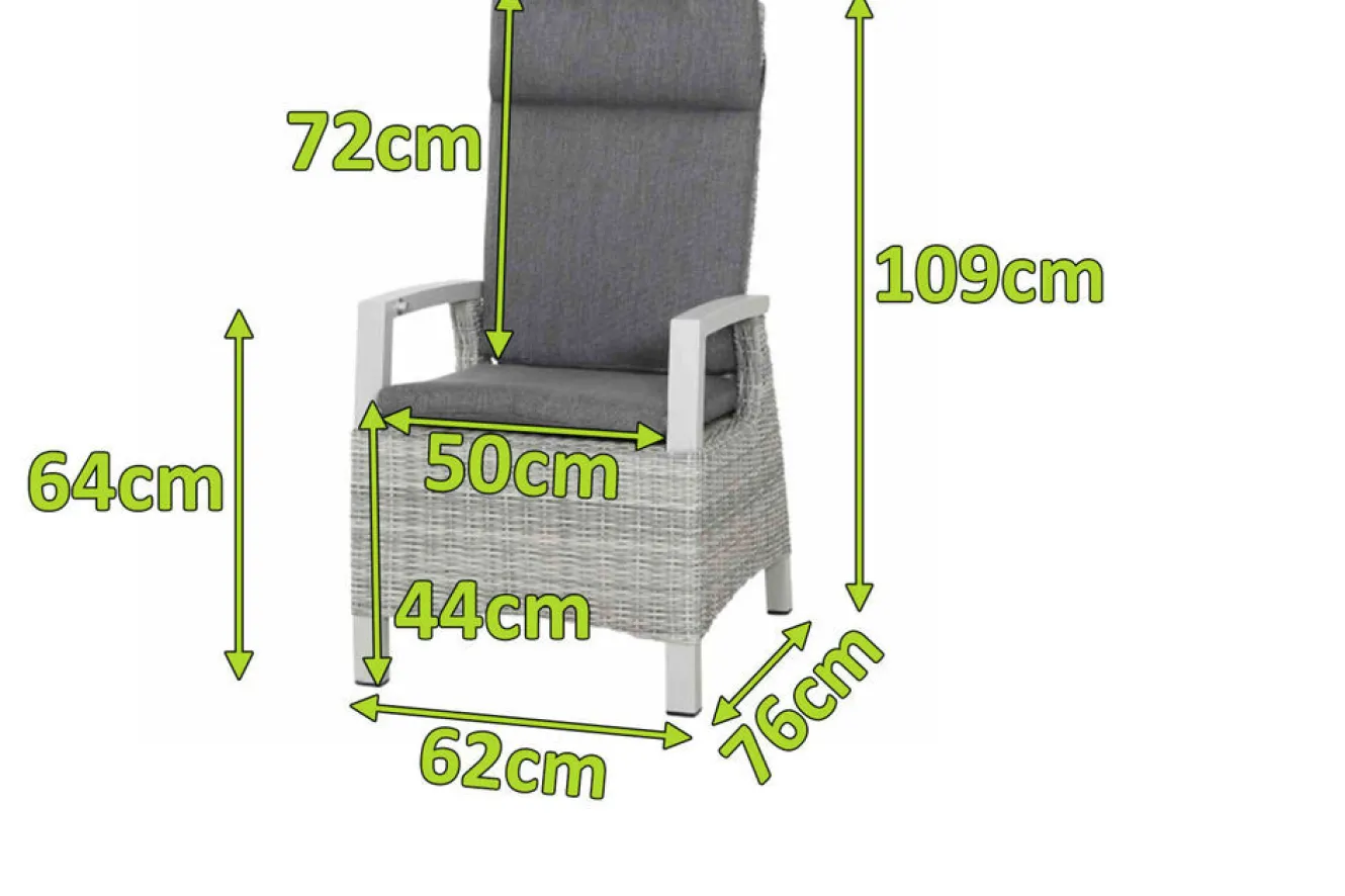 SIENA GARDEN Corido Dining Sessel, ice grey, Alu / Gardino®-Geflecht, 76x62x109 cm, verstellbar