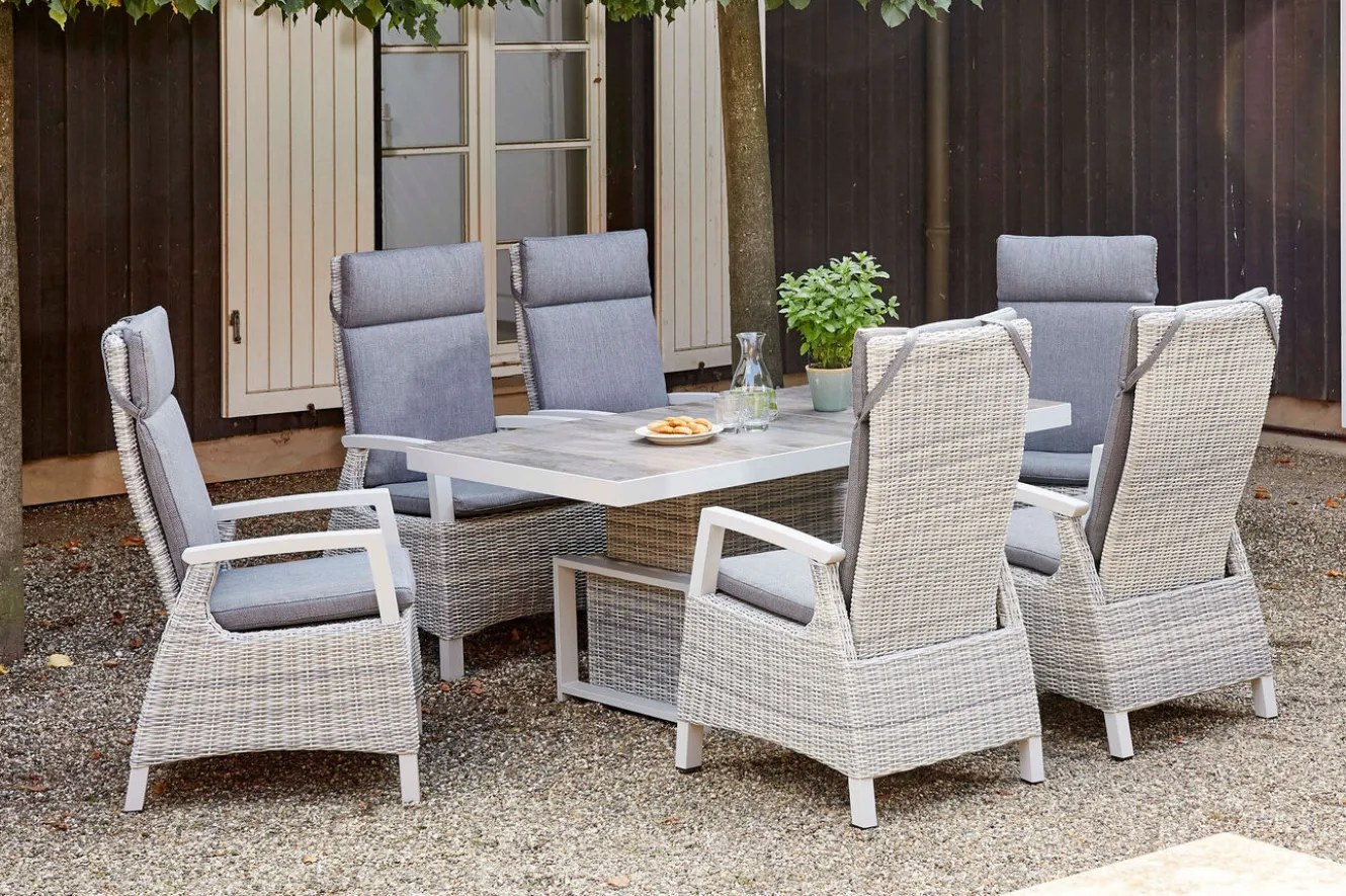 SIENA GARDEN Corido Dining Sessel, ice grey, Alu / Gardino®-Geflecht, 76x62x109 cm, verstellbar