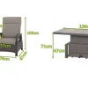 SIENA GARDEN Corido Garten-Essgruppe, charcoal, Alu / Gardino®-Geflecht, 4 Loungesessel, stufenloser Lifttisch 130x75x47-71cm