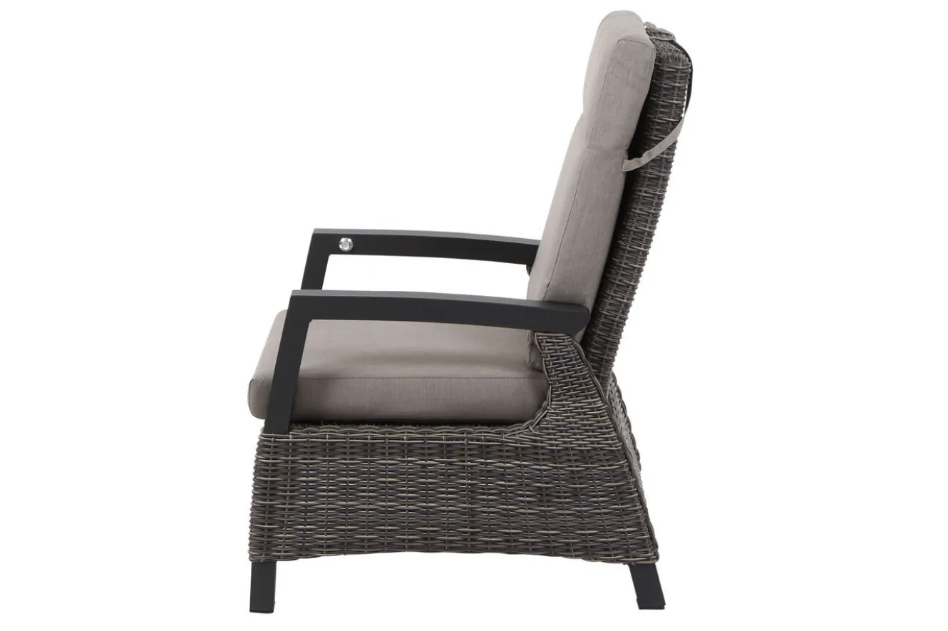SIENA GARDEN Corido Garten-Essgruppe, charcoal, Alu / Gardino®-Geflecht, 4 Loungesessel, stufenloser Lifttisch 130x75x47-71cm