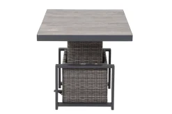 SIENA GARDEN Corido Garten-Essgruppe, charcoal, Alu / Gardino®-Geflecht, 4 Loungesessel, stufenloser Lifttisch 130x75x47-71cm
