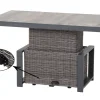 SIENA GARDEN Corido Garten-Essgruppe, charcoal, Alu / Gardino®-Geflecht, 4 Relaxsessel, stufenloser Lifttisch 130x75x47-71cm