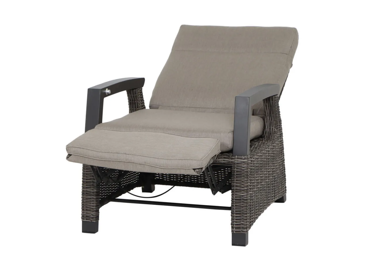 SIENA GARDEN Corido Garten-Essgruppe, charcoal, Alu / Gardino®-Geflecht, 4 Relaxsessel, stufenloser Lifttisch 130x75x47-71cm
