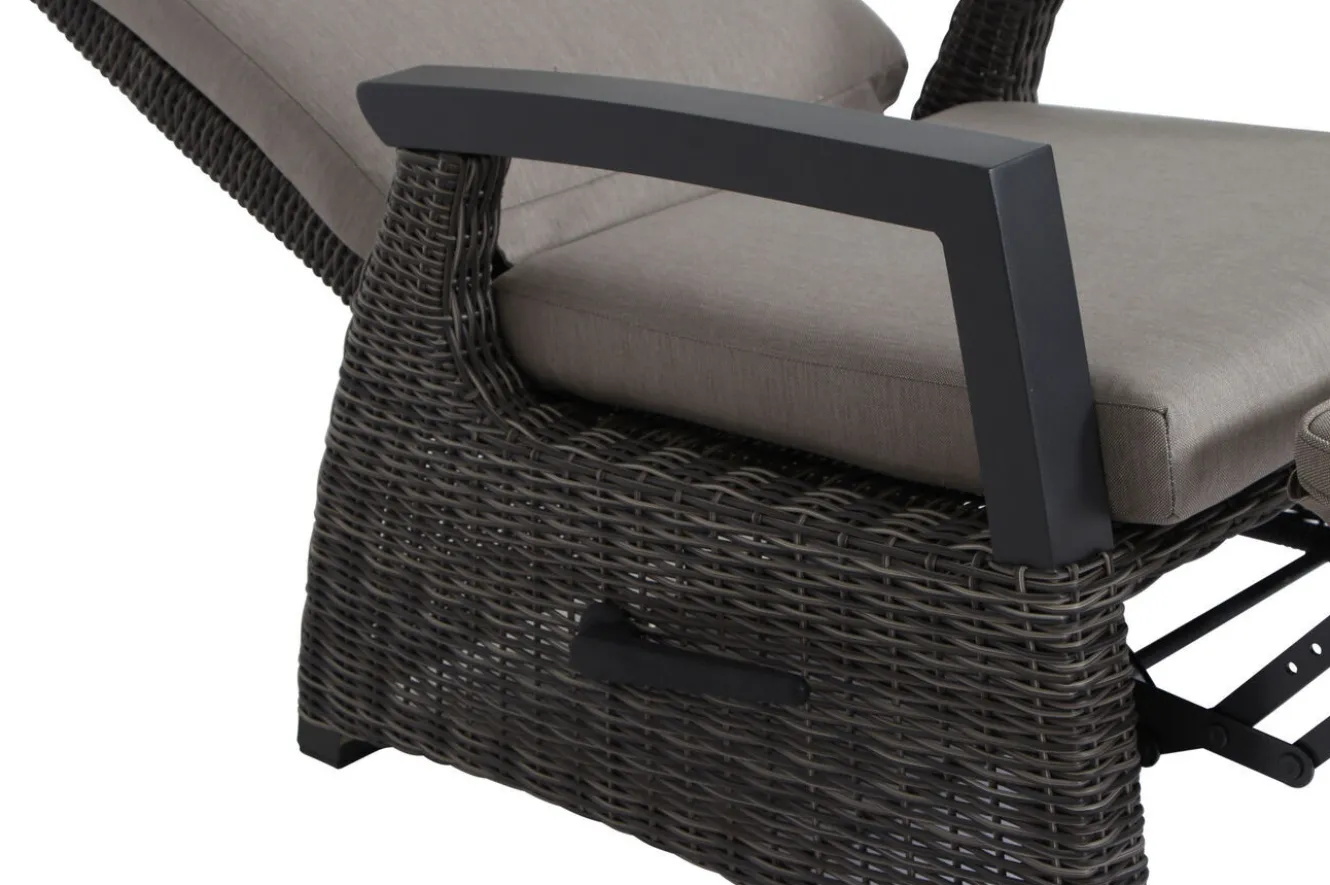 SIENA GARDEN Corido Garten-Essgruppe, charcoal, Alu / Gardino®-Geflecht, 4 Relaxsessel, stufenloser Lifttisch 130x75x47-71cm