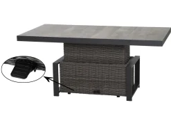 SIENA GARDEN Corido Garten-Essgruppe, charcoal, Alu / Gardino®-Geflecht, 6 Relaxsessel, stufenloser Lifttisch 160x90x47-71cm