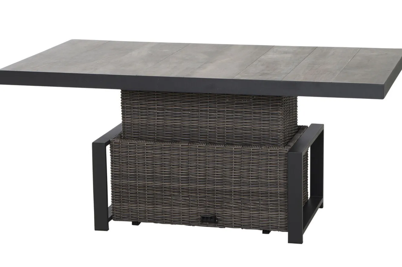 SIENA GARDEN Corido Garten-Essgruppe, charcoal, Alu / Gardino®-Geflecht, 6 Relaxsessel, stufenloser Lifttisch 160x90x47-71cm