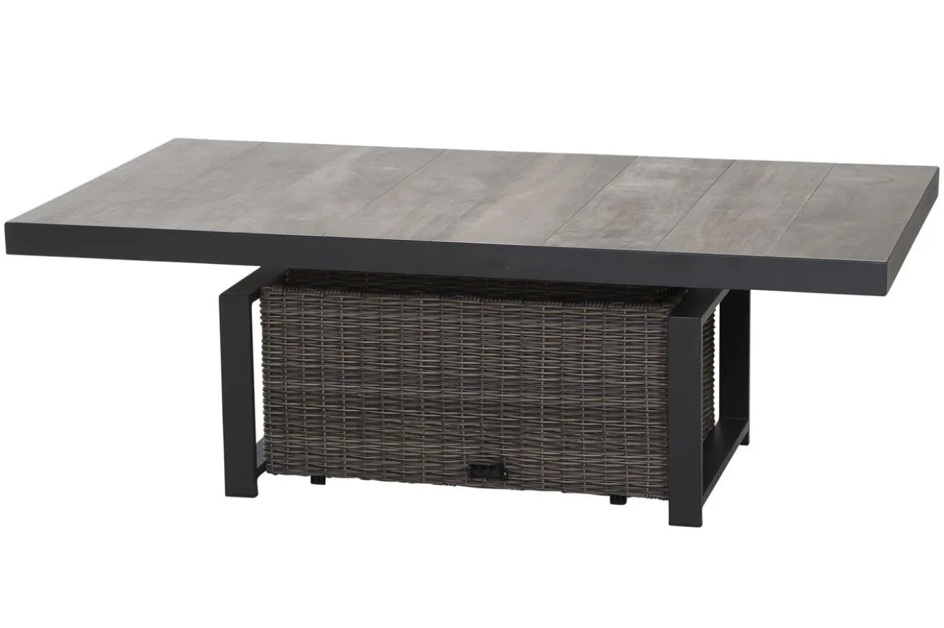 SIENA GARDEN Corido Garten-Essgruppe, charcoal, Alu / Gardino®-Geflecht, 6 Relaxsessel, stufenloser Lifttisch 160x90x47-71cm