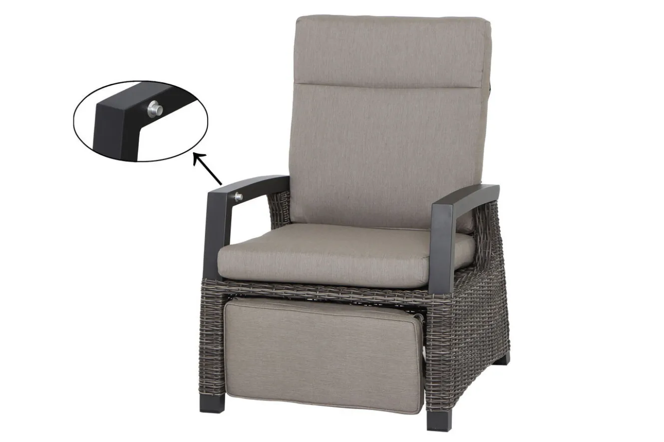 SIENA GARDEN Corido Garten-Essgruppe, charcoal, Alu / Gardino®-Geflecht, 6 Relaxsessel, stufenloser Lifttisch 160x90x47-71cm