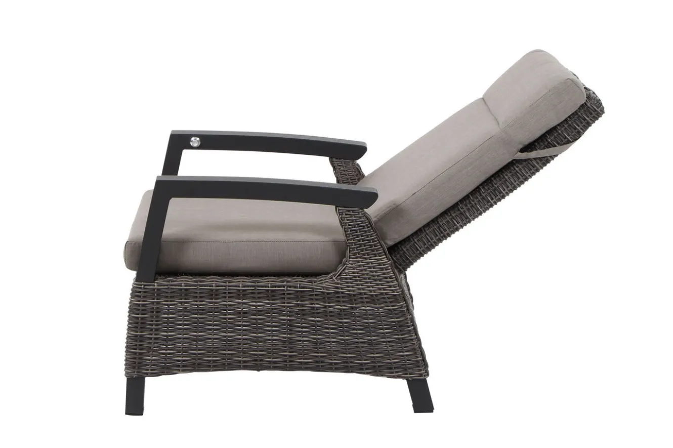 SIENA GARDEN Corido Garten-Essgruppe, charcoal, Alu / Gardino®-Geflecht, 6 Loungesessel, stufenloser Lifttisch 160x90x47-71cm