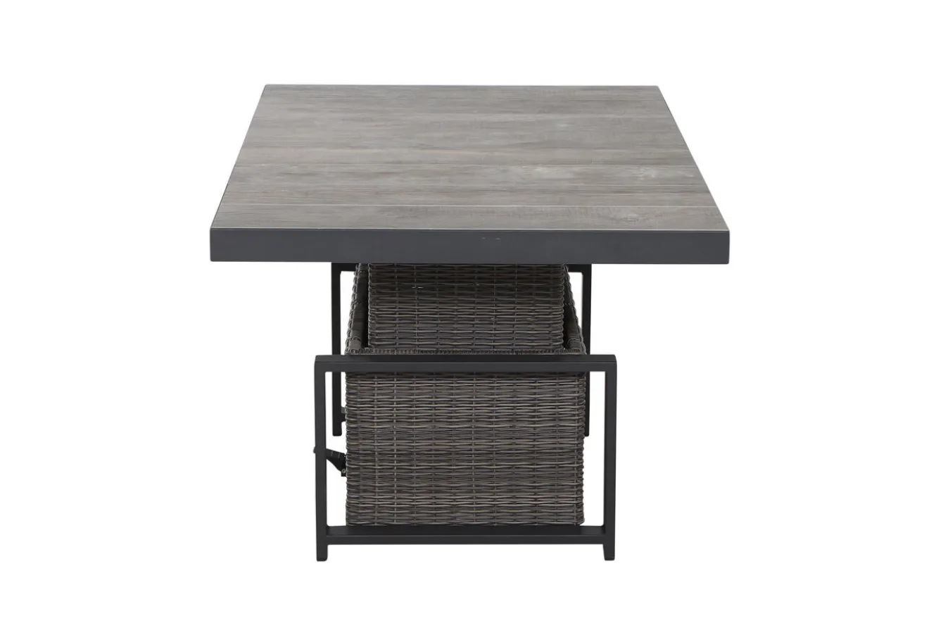 SIENA GARDEN Corido Garten-Essgruppe, charcoal, Alu / Gardino®-Geflecht, 6 Loungesessel, stufenloser Lifttisch 160x90x47-71cm