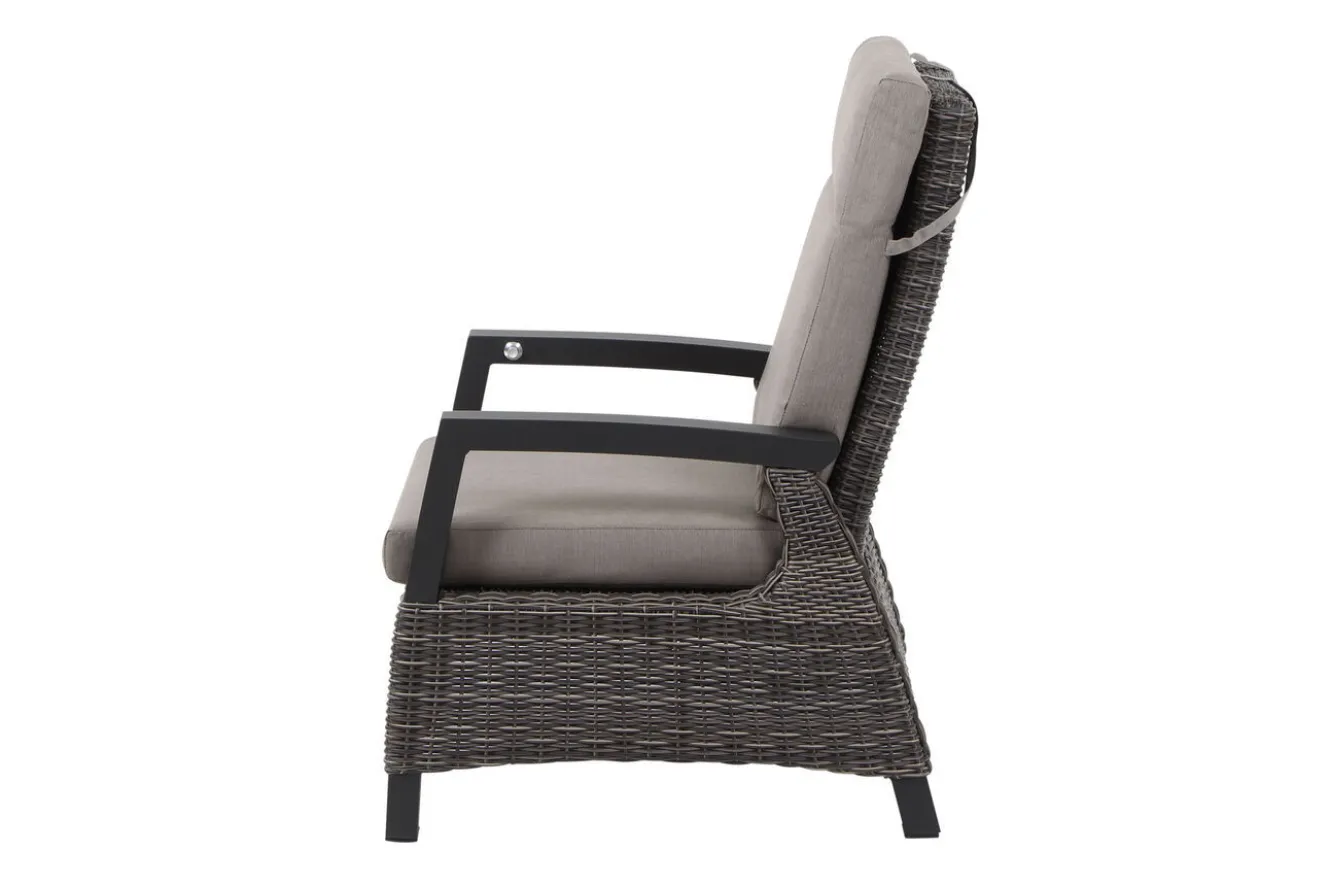 SIENA GARDEN Corido Garten-Essgruppe, charcoal, Alu / Gardino®-Geflecht, 6 Loungesessel, stufenloser Lifttisch 160x90x47-71cm
