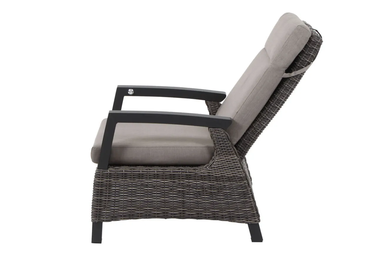 SIENA GARDEN Corido Garten-Essgruppe, charcoal, Alu / Gardino®-Geflecht, 6 Loungesessel, stufenloser Lifttisch 160x90x47-71cm