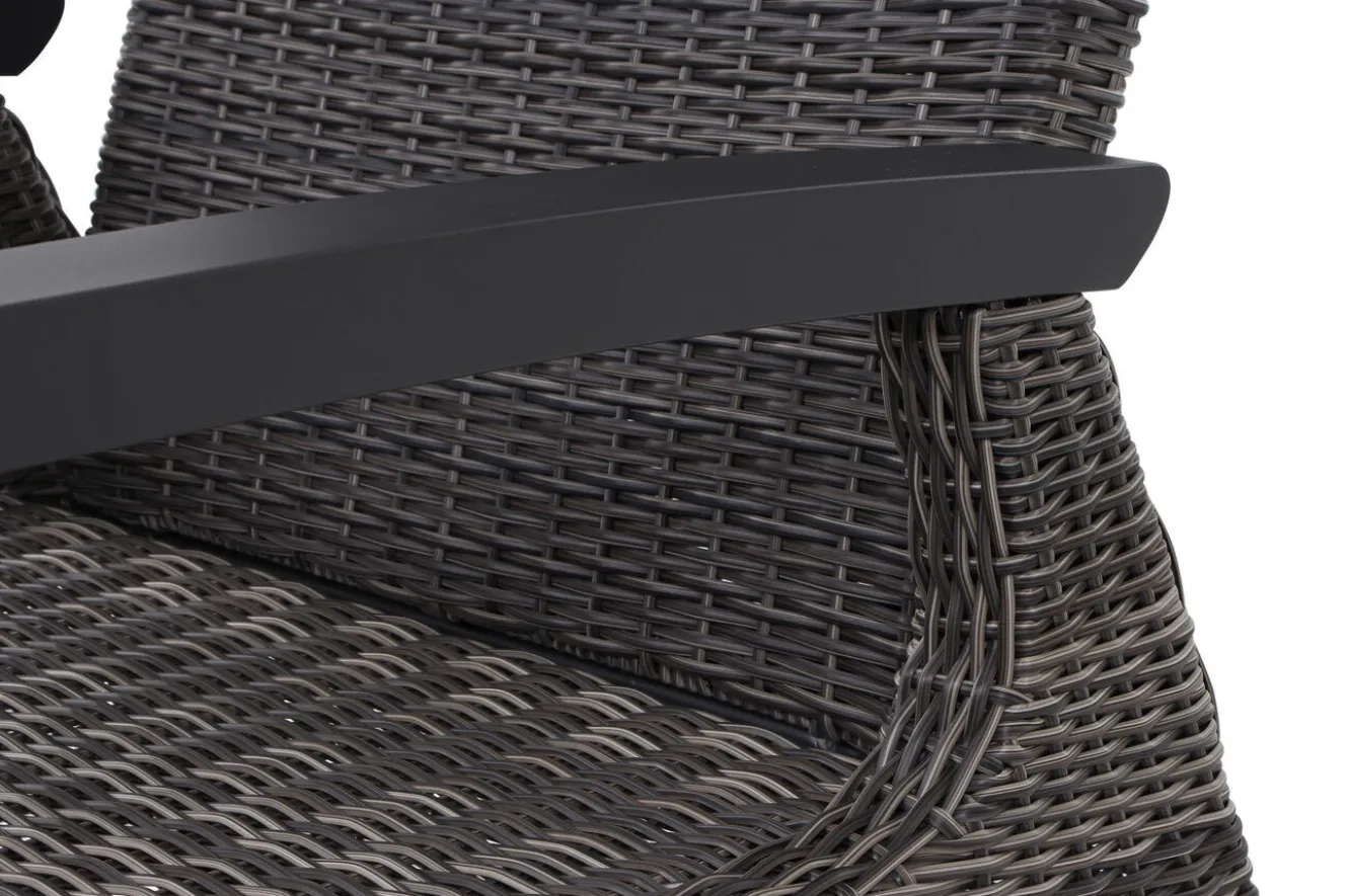 SIENA GARDEN Corido Garten-Essgruppe, charcoal, Alu / Gardino®-Geflecht, 6 Loungesessel, stufenloser Lifttisch 160x90x47-71cm