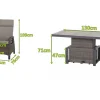 SIENA GARDEN Corido Garten-Essgruppe, charcoal, Alu / Gardino®-Geflecht, 4 Diningsessel, stufenloser Lifttisch 130x 75 x 47-71 cm