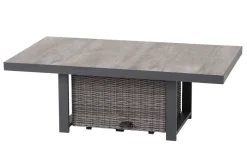 SIENA GARDEN Corido Garten-Essgruppe, charcoal, Alu / Gardino®-Geflecht, 4 Diningsessel, stufenloser Lifttisch 130x 75 x 47-71 cm