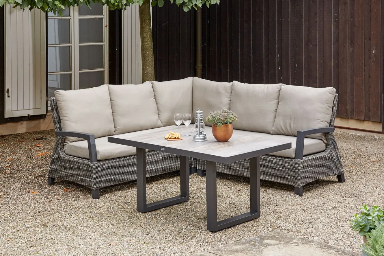 SIENA GARDEN Corido Gartenlounge, charcoal, Alu/Gardino®-Geflecht, 5 Personen, Loungetisch 140x85cm