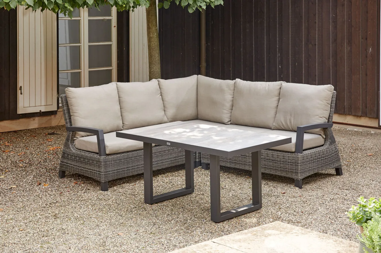 SIENA GARDEN Corido Gartenlounge, charcoal, Alu/Gardino®-Geflecht, 5 Personen, Loungetisch 140x85cm