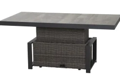 SIENA GARDEN Corido Gartenlounge, charcoal, Alu/Gardino®-Geflecht, 2 Diningsessel + 3er Sofa, stufenloser Lifttisch 160x90x47-71cm