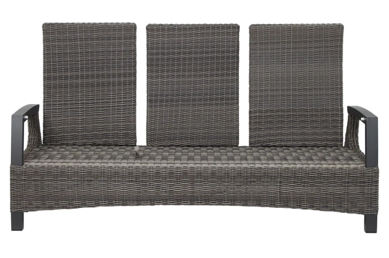 SIENA GARDEN Corido Gartenlounge, charcoal, Alu/Gardino®-Geflecht, 2 Diningsessel + 3er Sofa, stufenloser Lifttisch 160x90x47-71cm