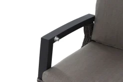 SIENA GARDEN Corido Gartenlounge, charcoal, Alu/Gardino®-Geflecht, 2 Diningsessel + 3er Sofa, stufenloser Lifttisch 160x90x47-71cm