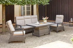 SIENA GARDEN Corido Gartenlounge, charcoal, Alu/Gardino®-Geflecht, 2 Loungesessel + 3er Sofa, stufenloser Lifttisch 160x90x47-71cm