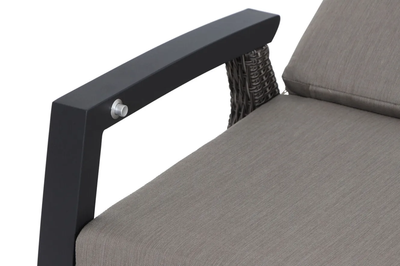 SIENA GARDEN Corido Gartenlounge, charcoal, Alu/Gardino®-Geflecht, 2 Loungesessel + 3er Sofa, stufenloser Lifttisch 160x90x47-71cm