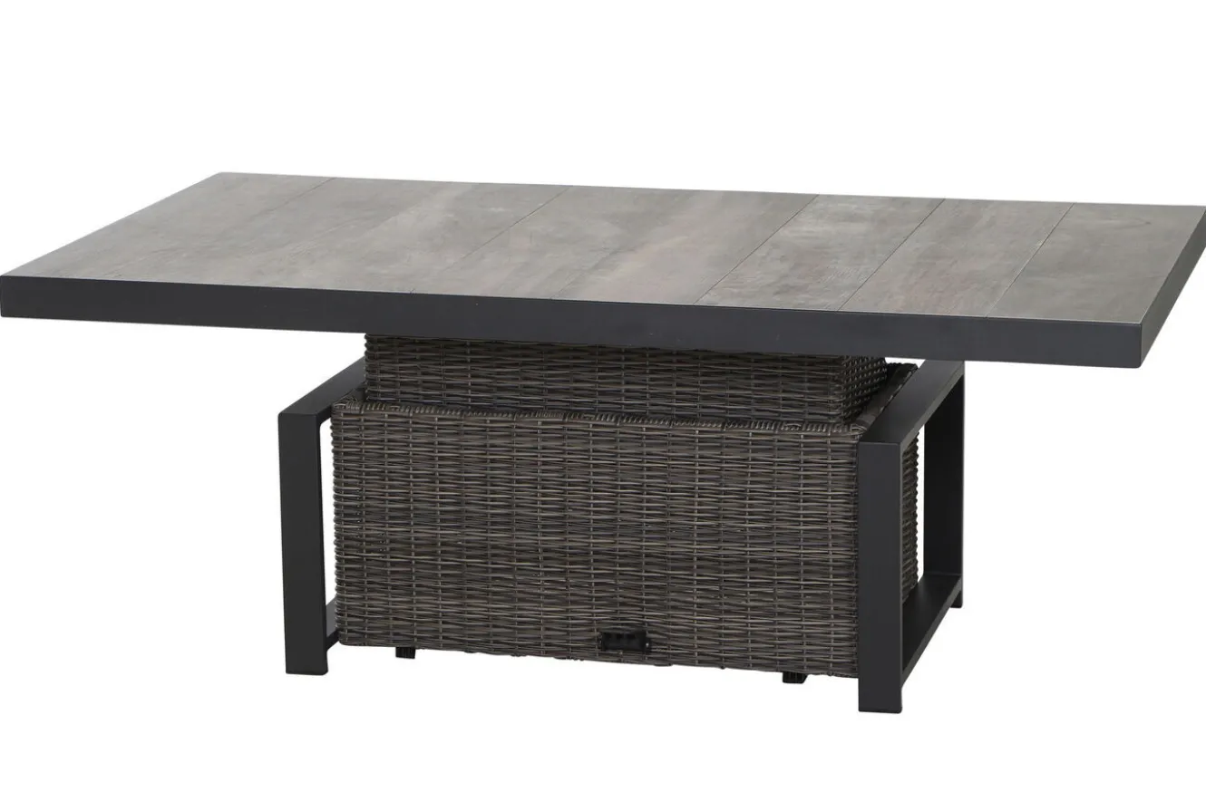 SIENA GARDEN Corido Gartenlounge, charcoal, Alu/Gardino®-Geflecht, 2 Loungesessel + 3er Sofa, stufenloser Lifttisch 160x90x47-71cm