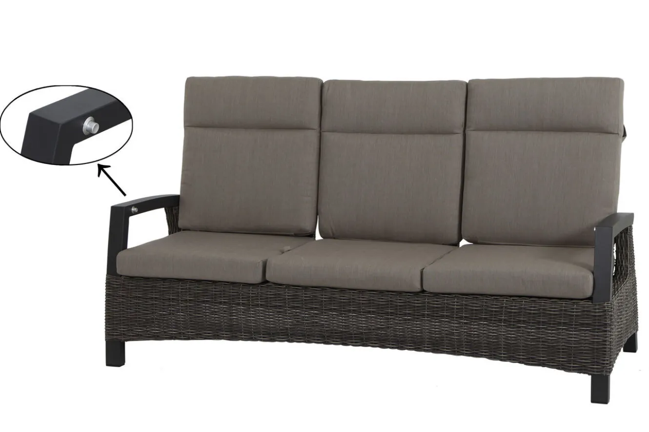 SIENA GARDEN Corido Gartenlounge, charcoal, Alu/Gardino®-Geflecht, 2 Loungesessel + 3er Sofa, stufenloser Lifttisch 160x90x47-71cm