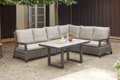 SIENA GARDEN Corido Gartenlounge, charcoal, Alu/Gardino®-Geflecht, 6 Personen, Loungetisch 140x85cm