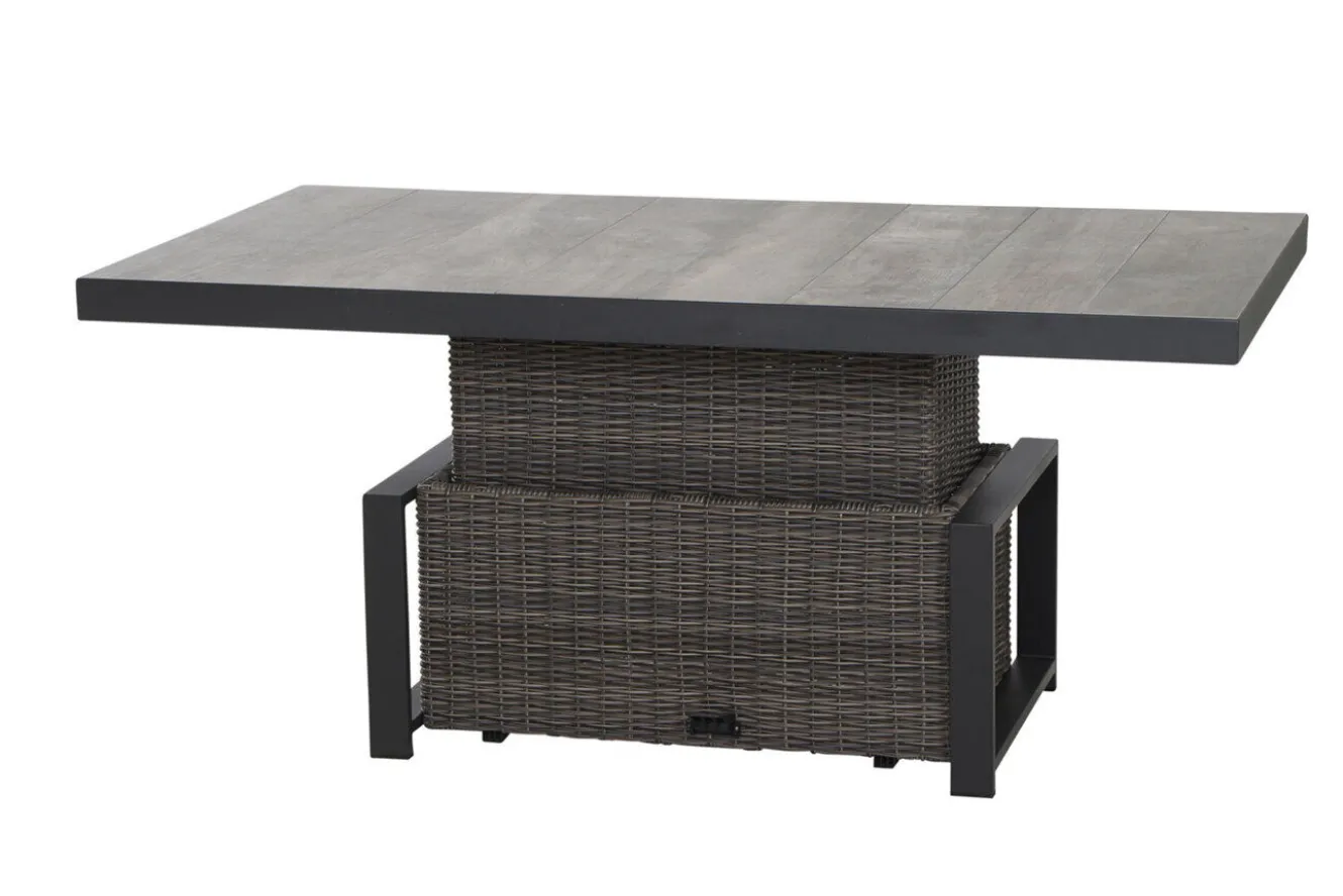 SIENA GARDEN Corido Lifttisch, charcoal, Alu/Gardino®-Geflecht, 160 x 90 cm, höhenverstellbar