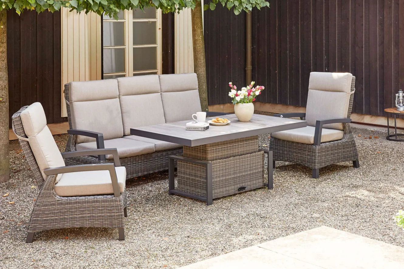 SIENA GARDEN Corido Lifttisch, charcoal, Alu/Gardino®-Geflecht, 160 x 90 cm, höhenverstellbar